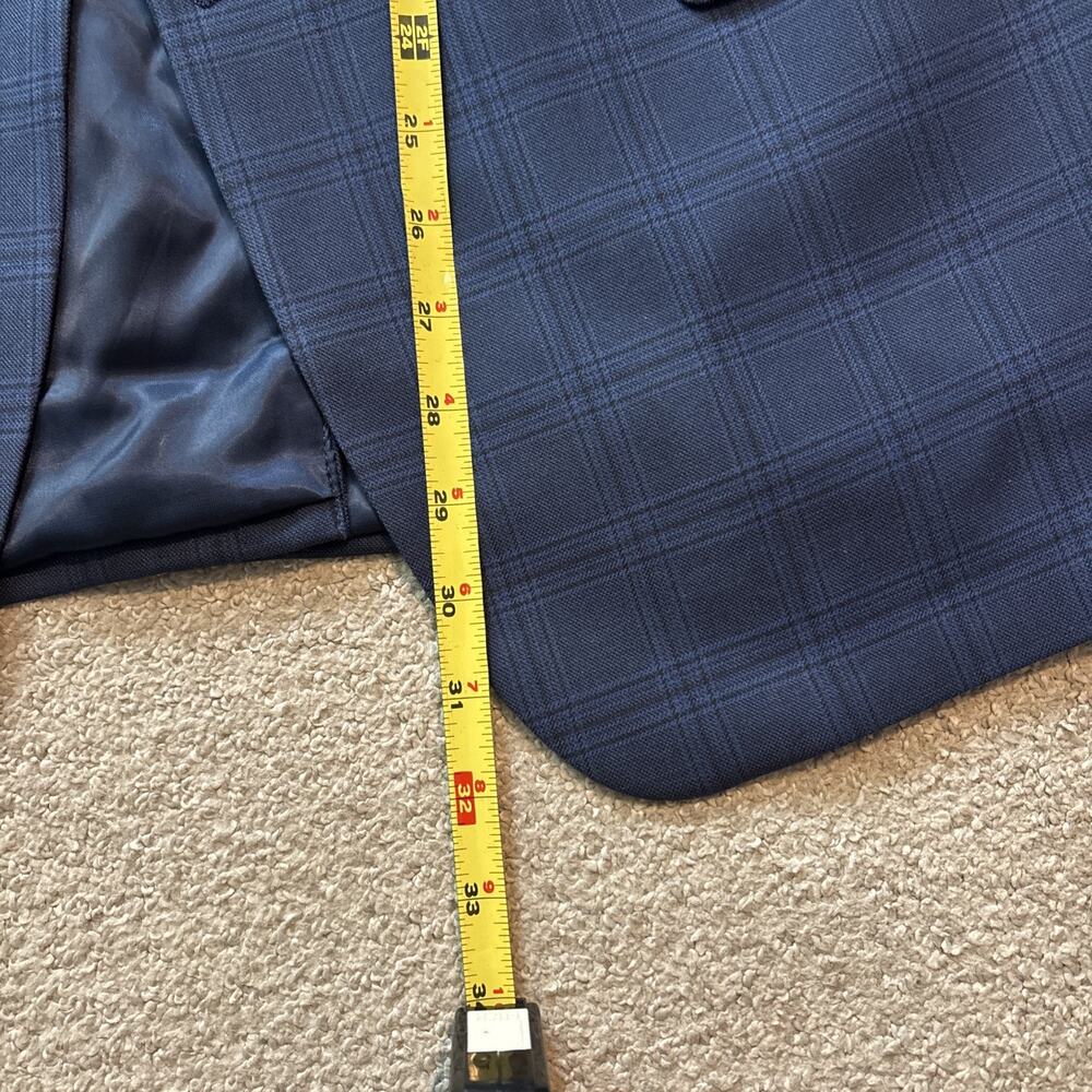 Lauren Ralph Lauren Men's Blue Check 2-Button Notch Blazer 44R Poly Blend - Picture 9 of 11